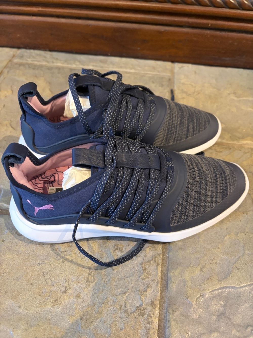 Puma Navy Athletic Sneakers with Pink Logo Accent - Picture 3 of 5